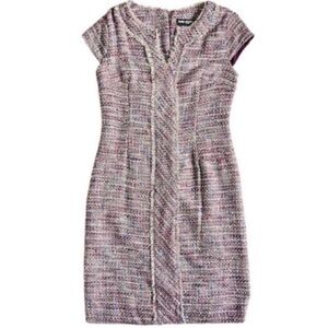 💜 Burgundy/Maroon KARL LAGERFELD Tweed Midi Shift
Dress - Size 2